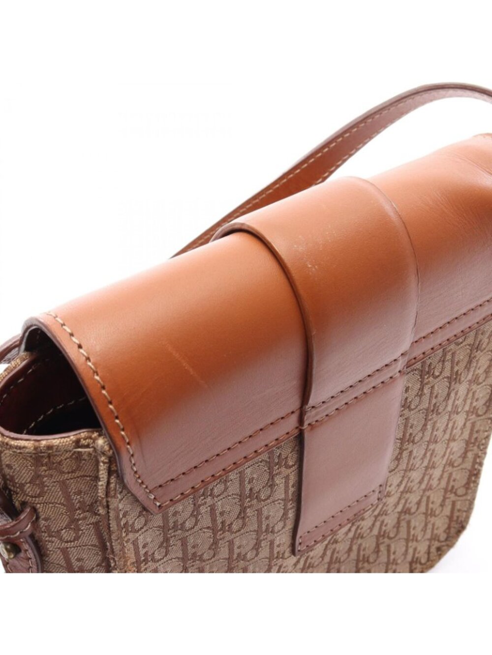 Dior Dio Shoulder Bag Street Chic Trotter Beige Brown Canvas Leather - Picture 7 of 11